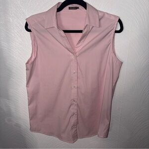 J. McLaughlin Sleeveless Collared Button Down Red & White Pinstripe Size S